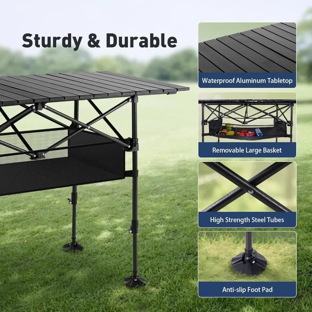 Camping Table Folding Outdoor Table with Adjustable Height