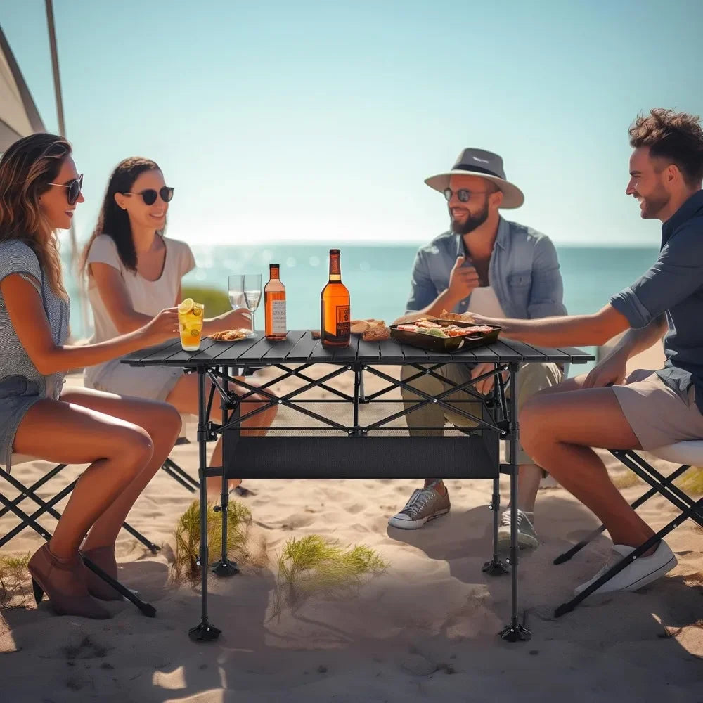 Camping Table Folding Outdoor Table with Adjustable Height