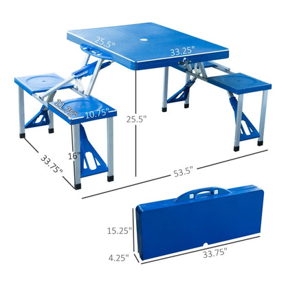 Fold Up Picnic Table Portable Camping Table, Umbrella Hole