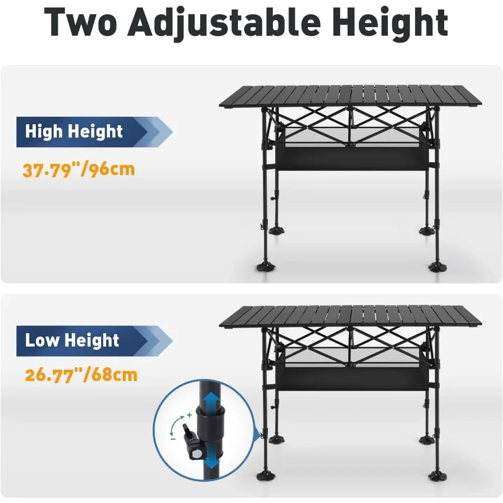 Camping Table Folding Outdoor Table with Adjustable Height