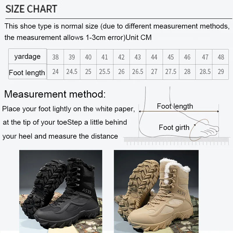 Winter Warm Shoes Climbing Ankle Boots /Desert Snow Boots Durable