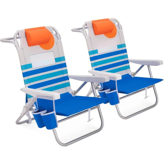 Folding Backpack Beach Chair – 2 Units, Portable