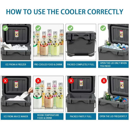 16 Quart Cooler, 24-Can Capacity , Portable Insulated Ice Box
