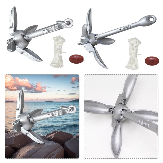 0.7/1.5KG Grapnel Folding Anchor with 65ft Marine Rope and Buoy