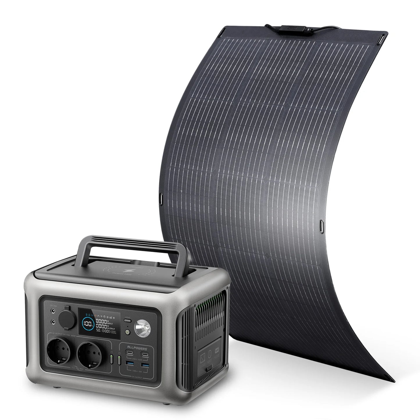 PowerStation With Solar Panel, Battery & Camping Generator