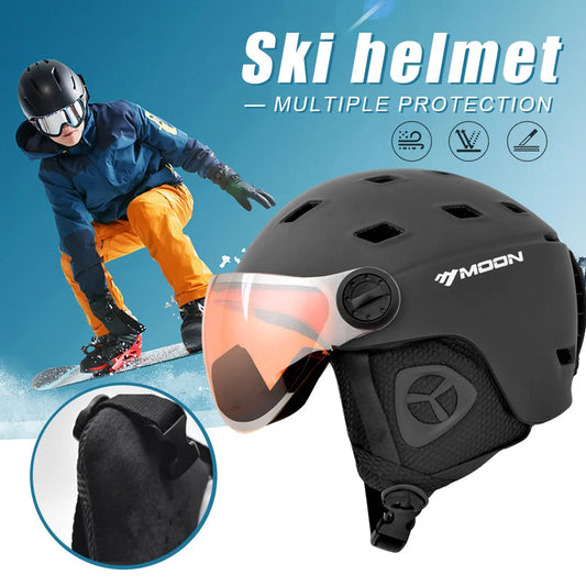 Protective Helmet Windproof Integrated Snow Ski Helmet with Goggles